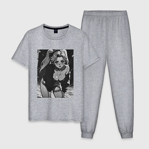 Мужская пижама Ребекка в позе - Киберпанк / Меланж – фото 1