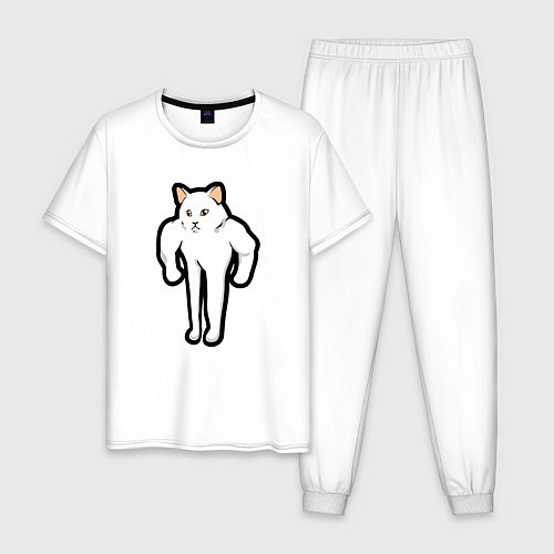 Мужская пижама Кот качок / Белый – фото 1