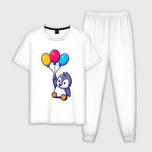 Мужская пижама Пингвин с шариками / Белый – фото 1
