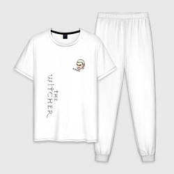 Пижама хлопковая мужская Ведьмак курва, цвет: белый