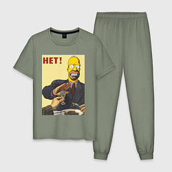 Мужская пижама Пародия на плакаты СССР Гомер Симпсон
