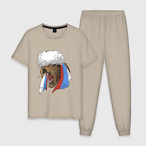Мужская пижама Русский медведь арт / Миндальный – фото 1