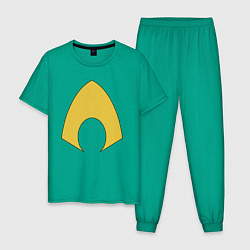 Пижама хлопковая мужская Aquaman logo, цвет: зеленый