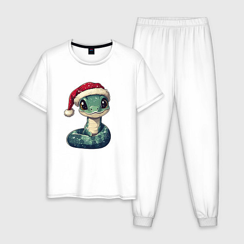 Мужская пижама 2025 символ года змея / Белый – фото 1