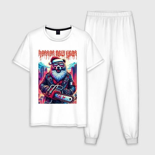 Мужская пижама Horror new year - ai art fantasy / Белый – фото 1