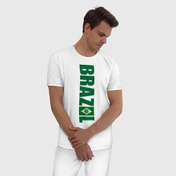 Пижама хлопковая мужская Brazil Football, цвет: белый — фото 2