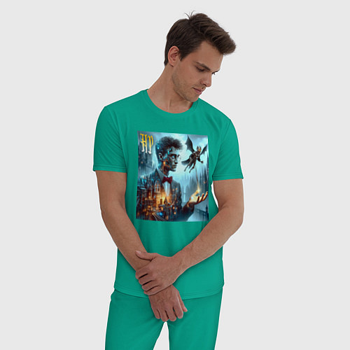 Мужская пижама Harry Potter wizard - cyberpunk / Зеленый – фото 3