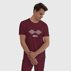 Пижама хлопковая мужская Arctic Monkeys logo, цвет: меланж-бордовый — фото 2