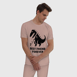 Пижама хлопковая мужская Godzilla best friend, цвет: пыльно-розовый — фото 2