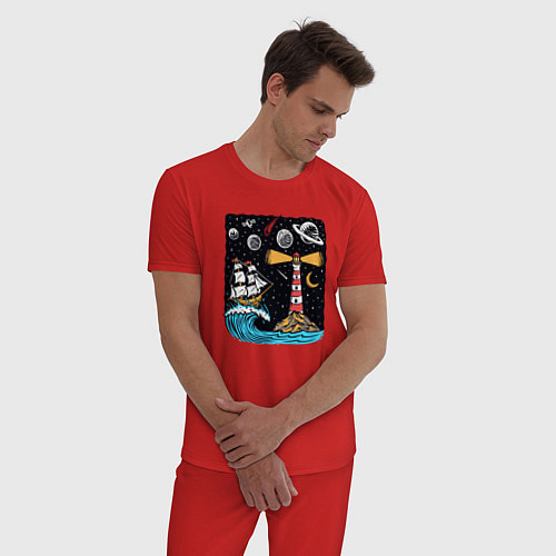 Мужская пижама Маяк и парусник / Красный – фото 3
