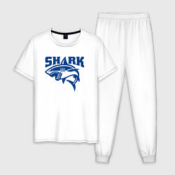 Пижама хлопковая мужская Акула атакует, цвет: белый