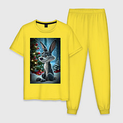 Мужская пижама Серый волк у елочки