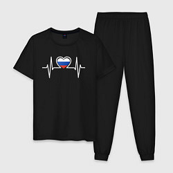 Пижама хлопковая мужская Россия в сердце, цвет: черный