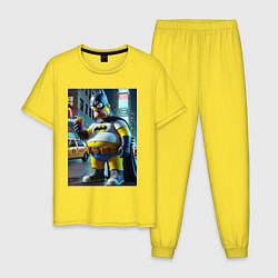 Пижама хлопковая мужская Бэтсимпсон купил в фастфуде картофель фри, цвет: желтый