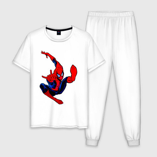 Мужская пижама Человек паук в полёте / Белый – фото 1
