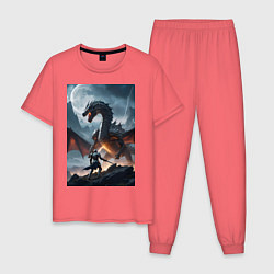 Мужская пижама Сражение рыцаря с драконом в стиле Demons Souls