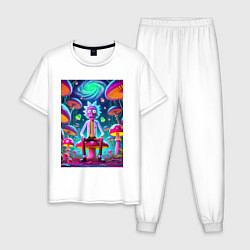 Мужская пижама Рик среди неоновых грибов - нейроарт фантазия