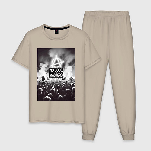 Мужская пижама Anarchy - motto / Миндальный – фото 1