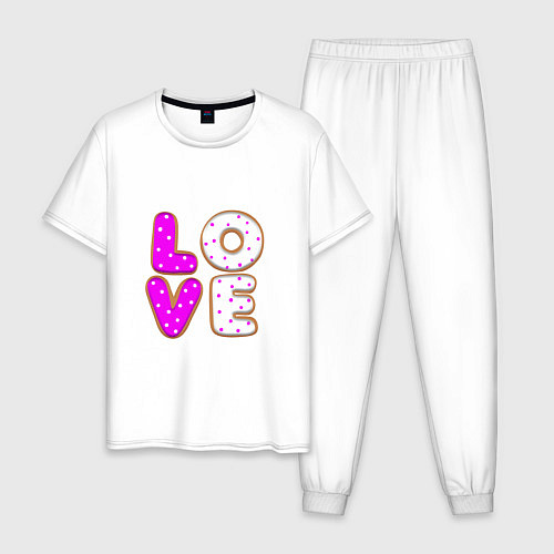 Мужская пижама Love - розовый пряник / Белый – фото 1