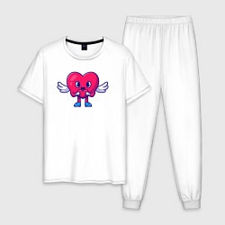 Пижама хлопковая мужская Сердечко с сердечком, цвет: белый