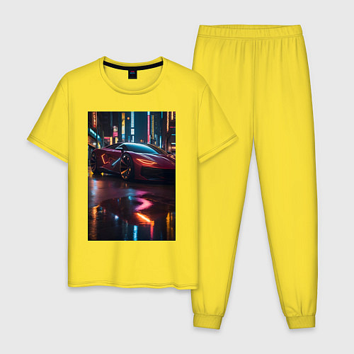 Мужская пижама Суперкар и неон / Желтый – фото 1