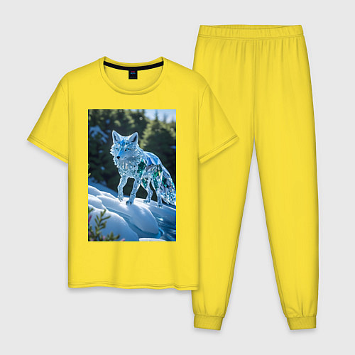 Мужская пижама Кристальный волк на снегу / Желтый – фото 1
