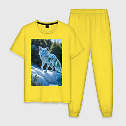 Мужская пижама Кристальный волк на снегу