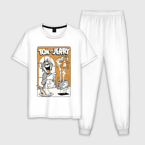 Мужская пижама Том и Джерри - тосты / Белый – фото 1