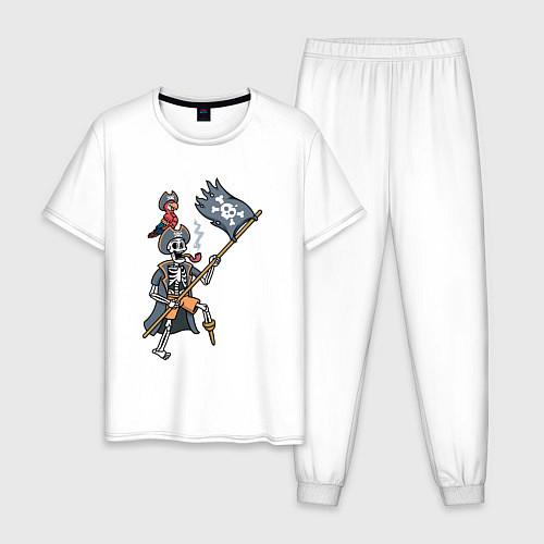 Мужская пижама Мёртвый пират с флагом / Белый – фото 1