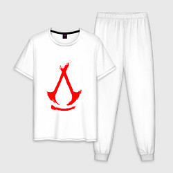Пижама хлопковая мужская Assassins creed - shadows logotype, цвет: белый