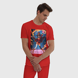 Пижама хлопковая мужская Мегумин колдует взрывную магию, цвет: красный — фото 2