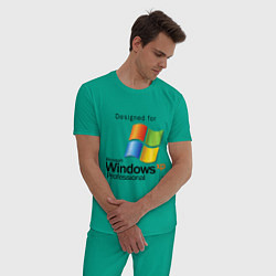 Пижама хлопковая мужская Предназначен для windows xp, цвет: зеленый — фото 2