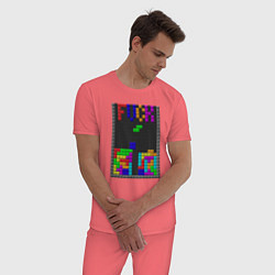 Пижама хлопковая мужская Tetris, цвет: коралловый — фото 2