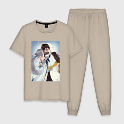 Пижама хлопковая мужская Джун Ли и Гуй Джун, цвет: миндальный