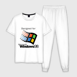 Пижама хлопковая мужская Предназначен для windows 98, цвет: белый