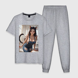 Мужская пижама Девушка-кошечка в комбинезоне