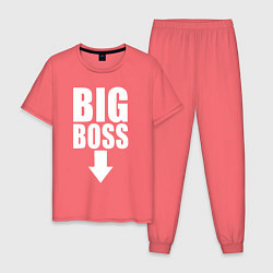 Пижама хлопковая мужская Big boss arrow, цвет: коралловый