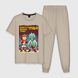 Пижама хлопковая мужская Mortys boxing team - ai art fantasy, цвет: миндальный