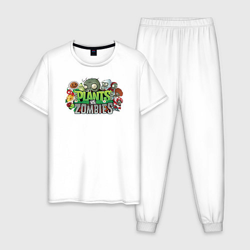 Мужская пижама Зомби и растения / Белый – фото 1