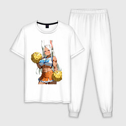 Пижама хлопковая мужская Мирко-черлидер с помпонами, цвет: белый