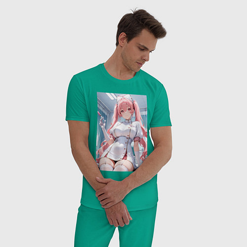 Мужская пижама Медсестричка сделает тебе укол любви / Зеленый – фото 3