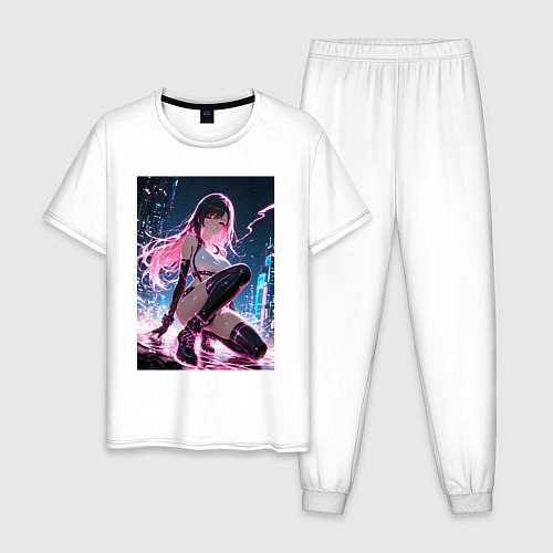Мужская пижама Тифа Локхарт из Final Fantasy VII в стиле киберпан / Белый – фото 1
