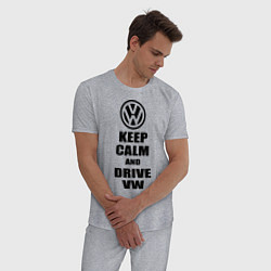 Пижама хлопковая мужская Keep Calm & Drive VW, цвет: меланж — фото 2