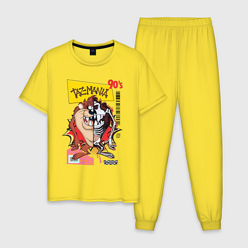 Мужская пижама Taz mania - тасманский дьявол / Желтый – фото 1