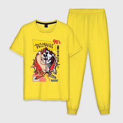 Пижама хлопковая мужская Taz mania - тасманский дьявол, цвет: желтый