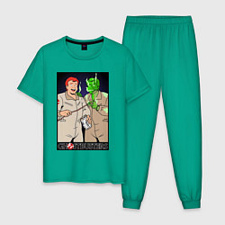 Пижама хлопковая мужская Ghostbusters - Ray and his clone ghost, цвет: зеленый