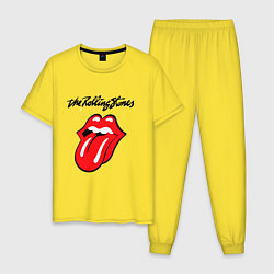Пижама хлопковая мужская Rolling Stones - logo, цвет: желтый