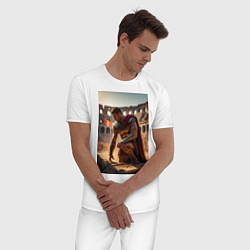 Пижама хлопковая мужская Спартак в Колизее, цвет: белый — фото 2