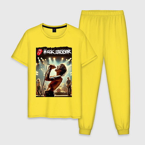Мужская пижама Мик Джагер - Роллинг Стоунз / Желтый – фото 1
