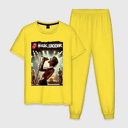 Пижама хлопковая мужская Мик Джагер - Роллинг Стоунз, цвет: желтый